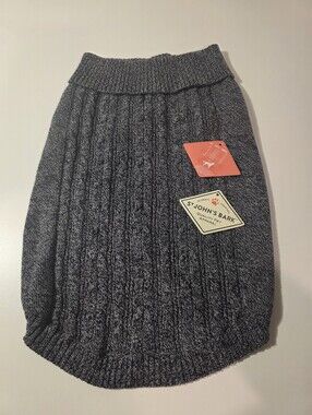 NWOT St. John's Bark Large Dog Sweater - Grey Black Marble